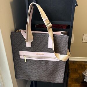 Michael Kors Brown Logo Tote with Light Pink Accents